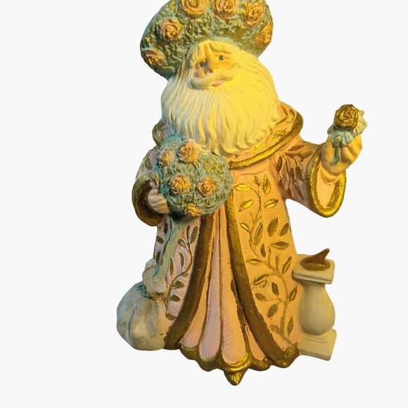 Russian Style St Nicholas Figurine Pink Floral Gold Trim Hand Painted Vintage 94 - Picture 4 of 9